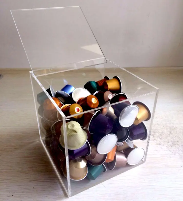 15*15 см прозрачный кубик практичный Кофе желатиновых капсул Nespresso ящик для