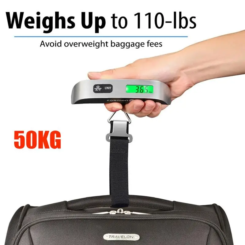 50 кг/110lb ЖК-дисплей цифровые электронные весы с крючком конвейерных весов ручной Висячие весы со шкалой для чемодан для путешествий