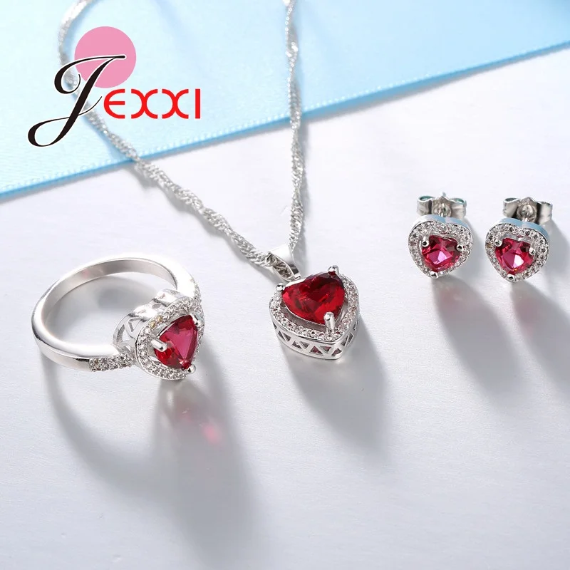 Комплект из колье серёг и кольца серебра 925 пробы|jewelry sets|set redset |