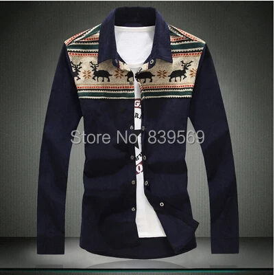 Free Shipping 2015 New Brand Fashion Mens Flowers Shirts Casual Slim Fit Long Sleeve Good Quality Shirt Size m-5xl | Мужская одежда