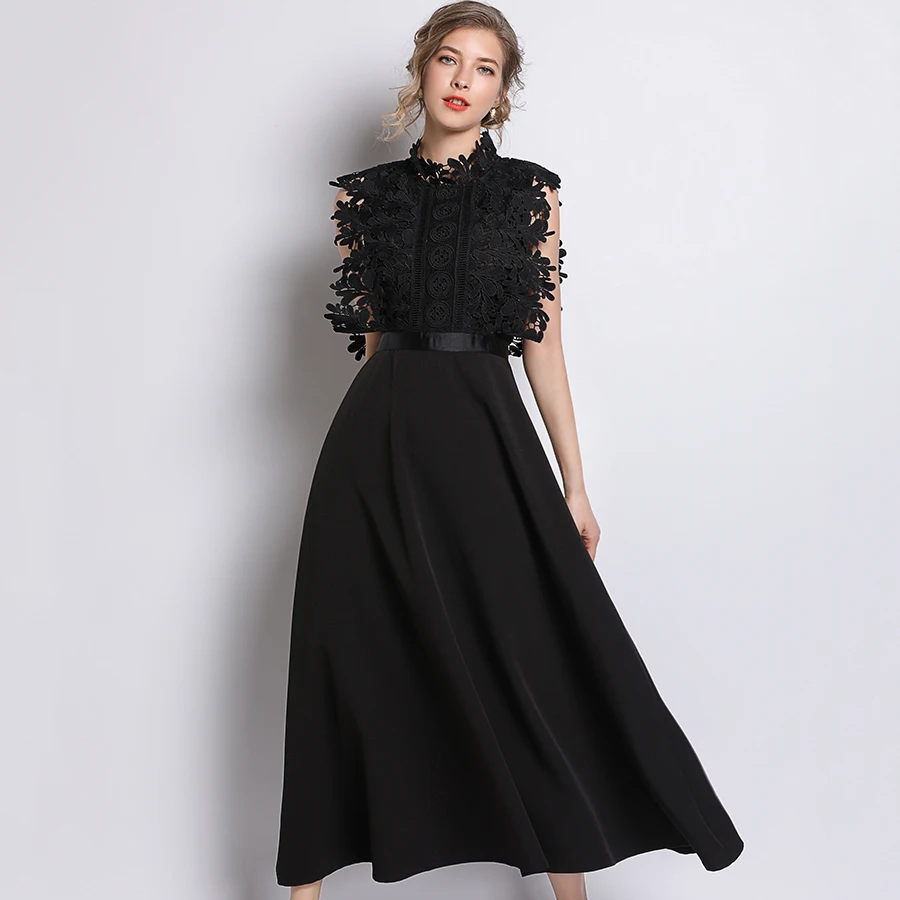Женское кружевное платье в стиле пэчворк винтажное длинное вечернее с