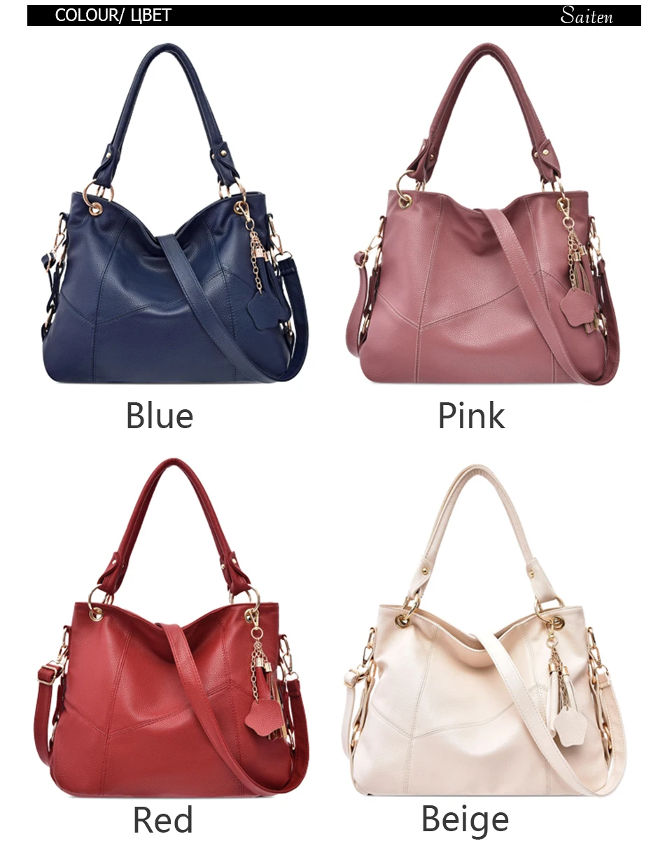 Luxury Designer Women Leather Handbags Vintage Female Shoulder Bags Tassel High Quality Handbag Ladies Large Tote Bag Sac a Main