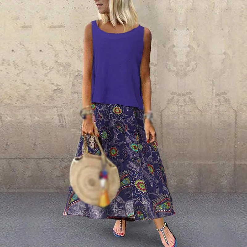 Платье в богемном стиле Для женщин свободные без рукавов Винтаж Повседневное