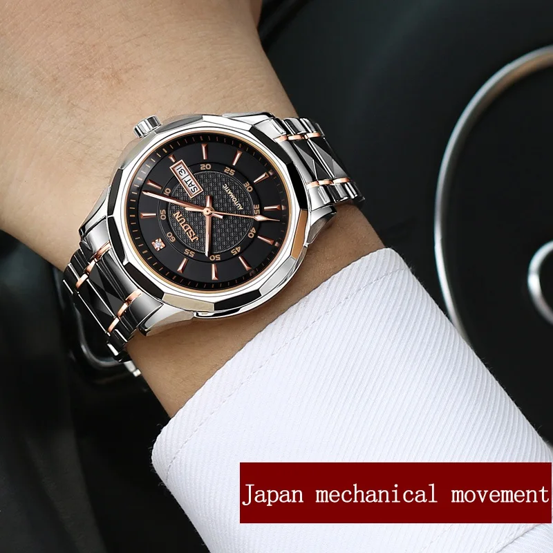 Gold black men JSDUN женские часы женские наручные часы relojes mujer Роскошные автоматические механические вольфрамовые часы J-L8014 - Цвет: Gold black men
