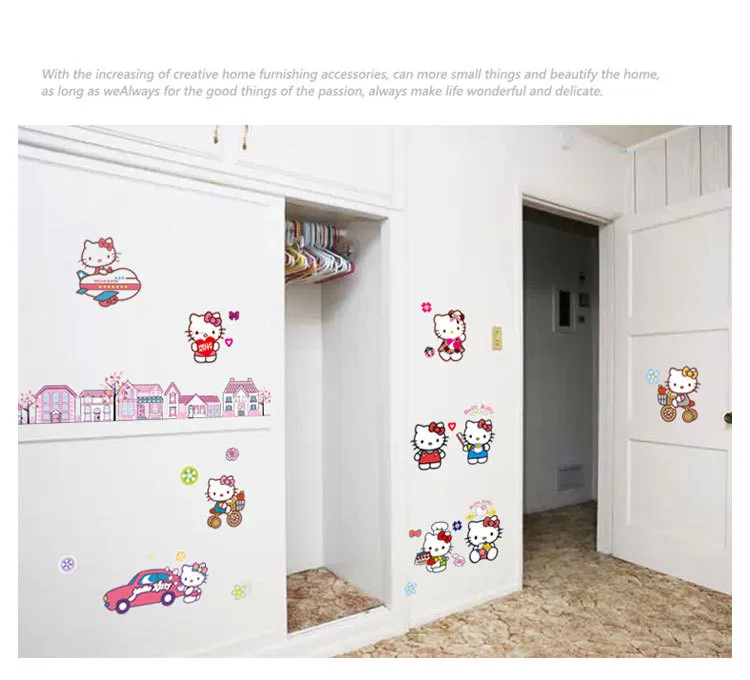 Милая девочка hello kitty детская спальня в детском саду ТВ установка наклейки на