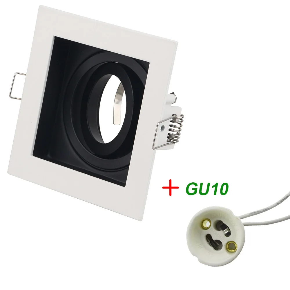 KD-SLF250S and GU10 Цоколь лампы белый/черный GU10 MR16 E14 встроенный потолочный светильник базовый разъем регулируемый диаметр 50 мм отверстие для резки 90 мм - Цвет: KD-SLF250S and GU10