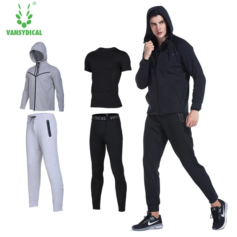 VANSYDICAL мужские спортивные костюмы для бега 4 шт. спортивная одежда спортзала