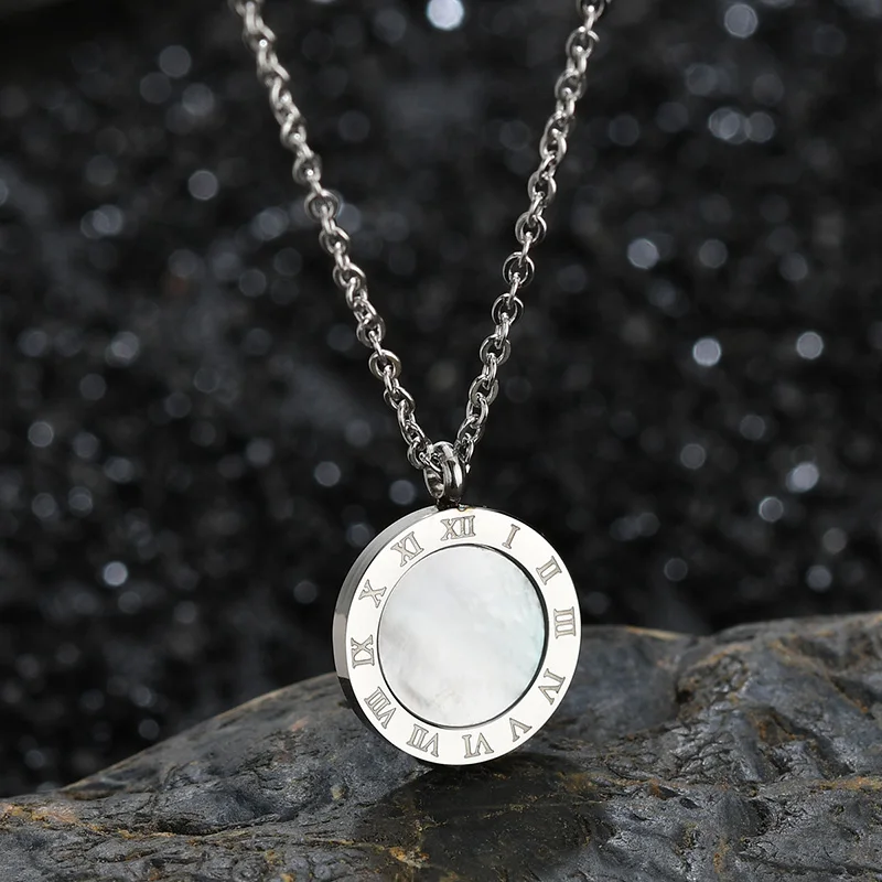 Silver White ELSEMODE модное роскошное длинное ожерелье с золотыми римскими цифрами для женщин и девушек, полированное нержавеющая сталь 316 L ювелирное изделие - Окраска металла: Silver White