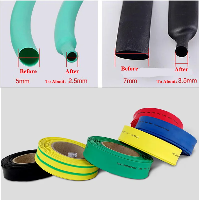 Термоусадочная трубка BlueSea 5 м/ролл 3/4/5/6/8 мм с помощью крючков из пластика, сжимаемых термически.