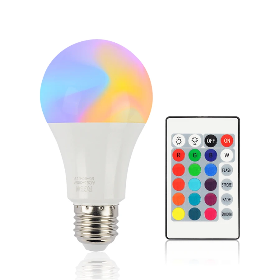 DINGDIAN светодиодный E27 Светодиодный светильник 10 Вт RGB + белый 16 цветов лампочки с
