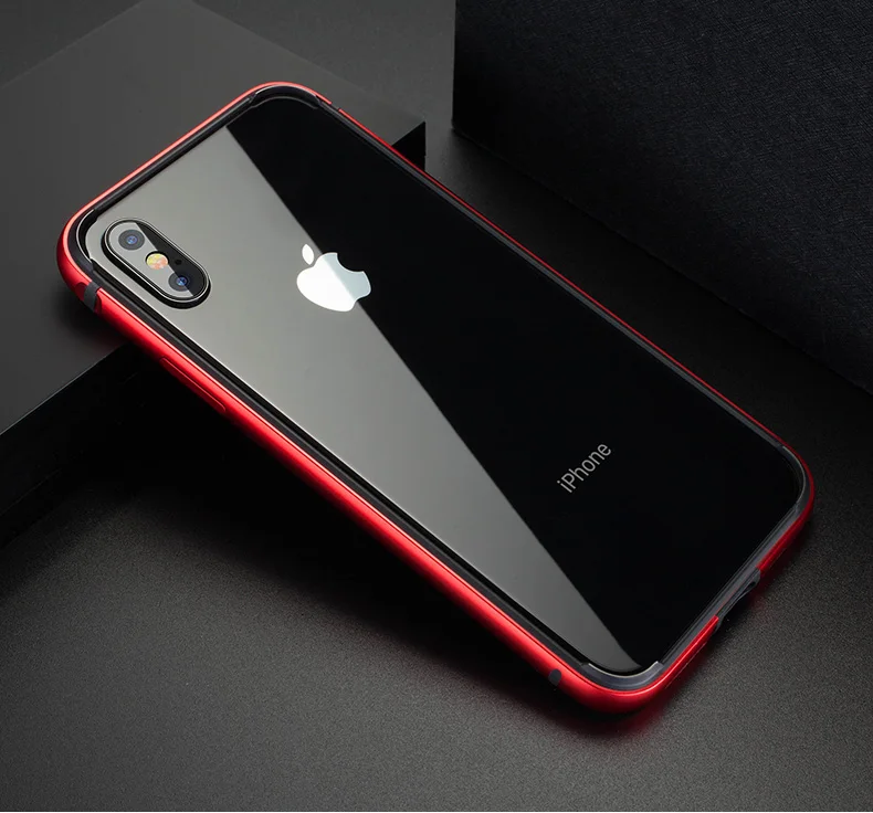 CAPSSICUM металлический бампер чехол для iphone X Xs Max XR мягкий силиконовый Жесткий алюминиевый сплав рамка для iphone X Xs Max XR - Цвет: Красный