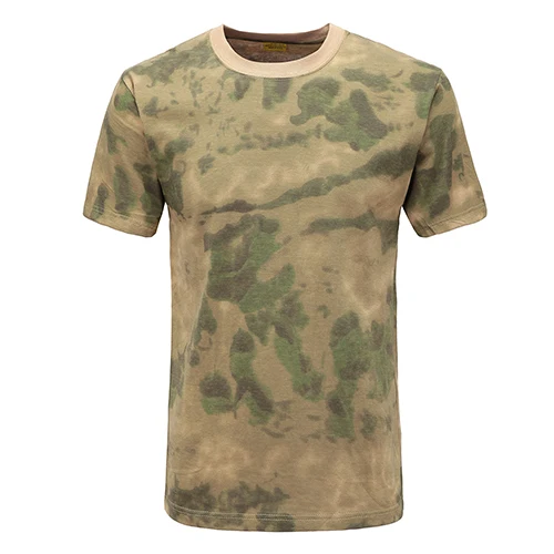 FG Camo Новая летняя Военная камуфляжная Мужская футболка, тактическая армейская Боевая футболка с круглым вырезом, Мужская камуфляжная одежда из хлопка с коротким рукавом - Цвет: FG Camo
