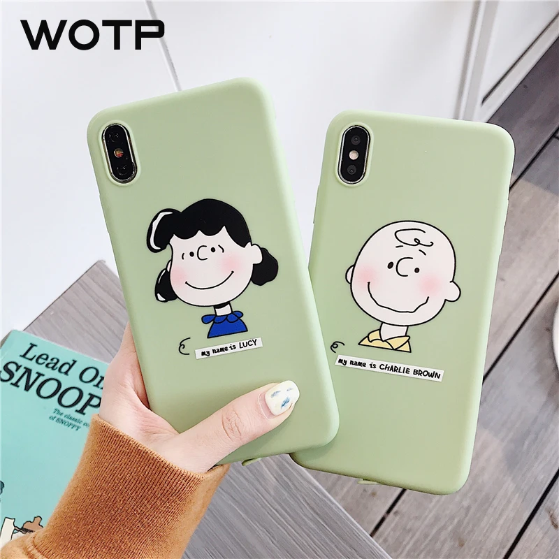WOTP Couples Cute Cartoon Soft Silicone Phone Case For iPhone XR Cases XS Max X 7 6 6S 8 Plus INS Back Cover Coque |