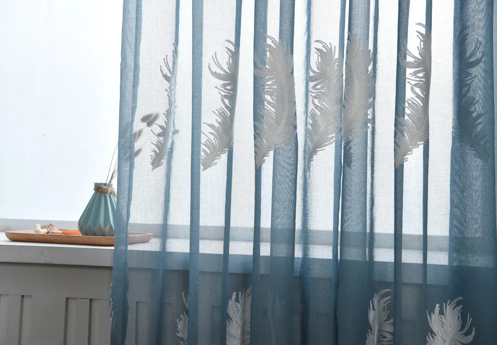 1 шт. красивое перо вышитое окно Тюль занавеска полиэстер Ткань отвесное для