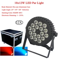 12pcslot 18x12w led par lights rgbw 4in1 flat par led dmx 512 disco lights professional stage party dj lighting equipment