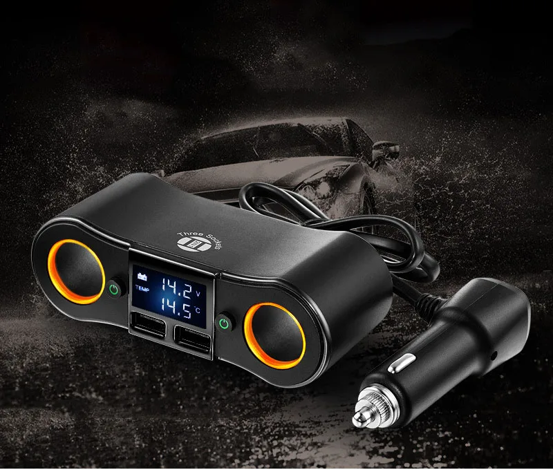 Новое умное автомобильное зарядное устройство с двумя usb портами ЖК дисплей