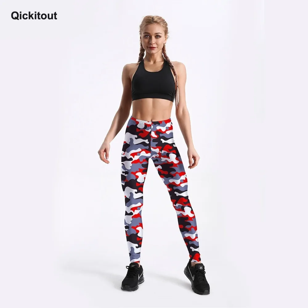 Qickitout, сексуальные тренировочные Леггинсы для женщин, смешанные цвета, камуфляж, легинсы для фитнеса с принтом, тонкие повседневные штаны длиной до щиколотки, S-4XL