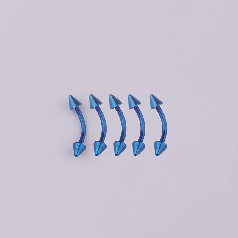 blue Sellsets 5 шт./лот 6/8/10 мм 16G бровей Пирсинг спираль серьги, ювелирное изделие для тела, хирургические Сталь изогнутой штангой Бар шип для бровей кольцо - Окраска металла: blue