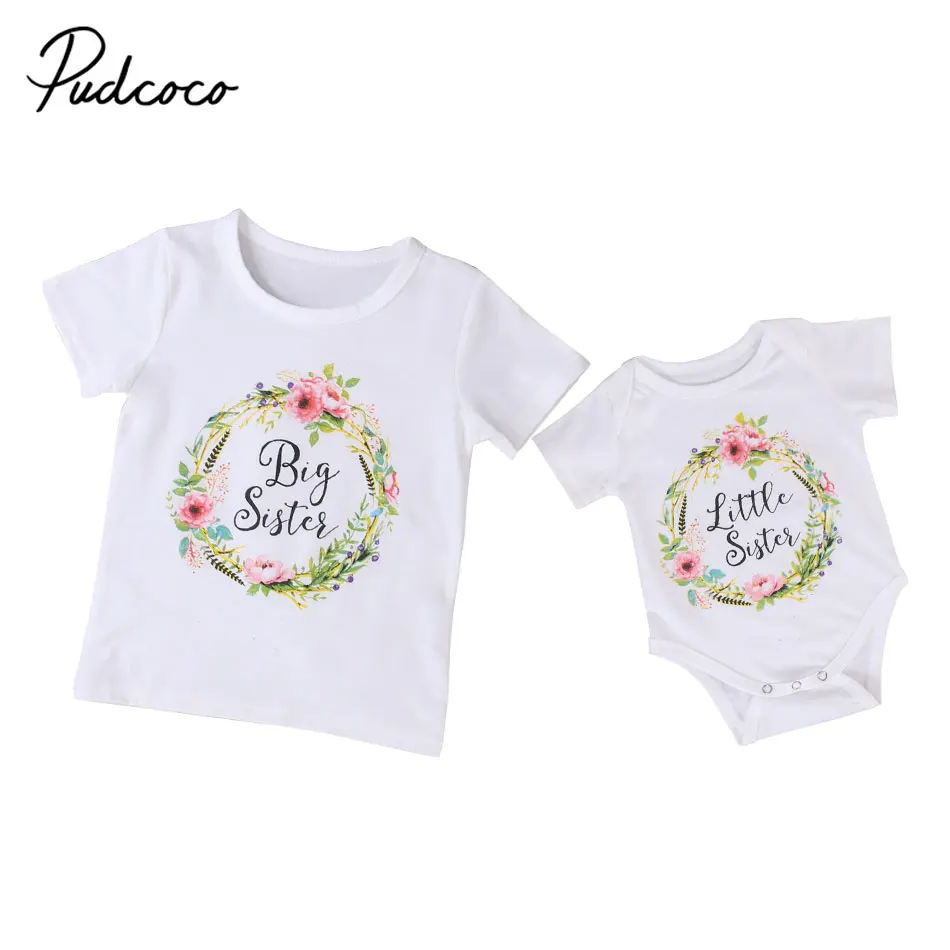 Симпатичная одежда для маленьких девочек с рисунком маленькая сестра Лидер