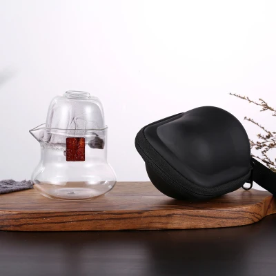 Quick Teaset Креативный элегантный дорожный стеклянный чайный набор, изолированный Быстрый чайный горшок для 2 чашек, портативный дорожный мешок, подарок для праздников на открытом воздухе, чайный набор - Цвет: Quick Teaset