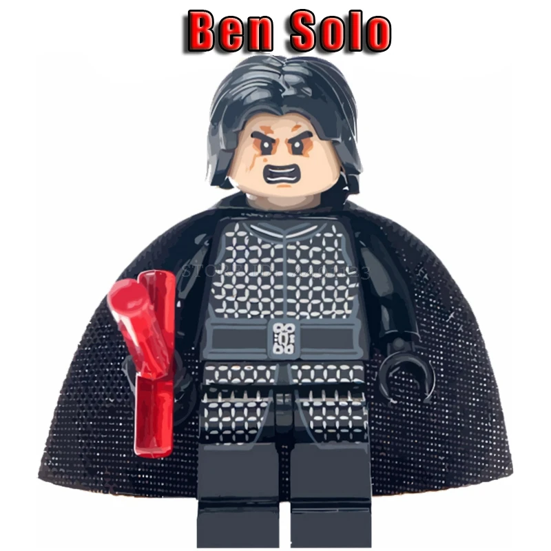 Ben Solo Игрушки блочные Звездные войны персонаж фильма Рей кьло бен соло люки Скайуокер клон воин джедай Йода Финн BB8 R2D2 блок игрушки Наборы «Звездные войны» - Цвет: Ben Solo