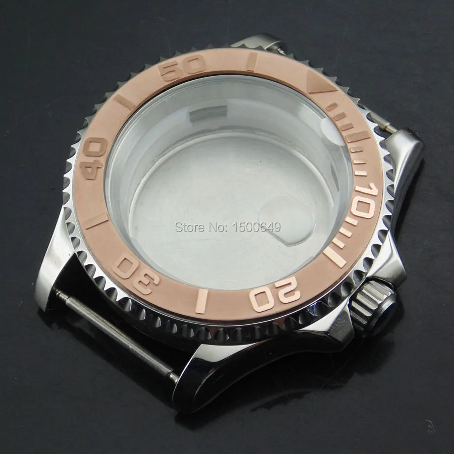 Корпус для часов из сапфирового стекла и стали 40 мм с черным вращением в обоих