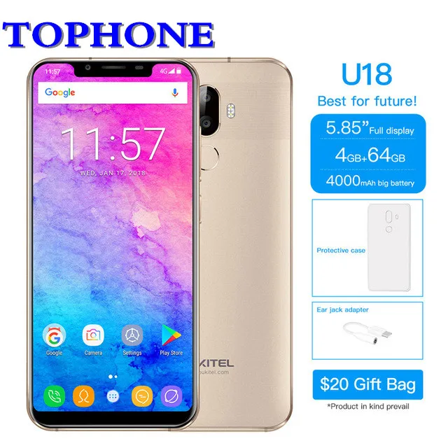 Oukitel 21:9 5 85 &quotмобильный телефон FHD Android 7 0 mt6750t восемь ядер 4G B Оперативная память 6