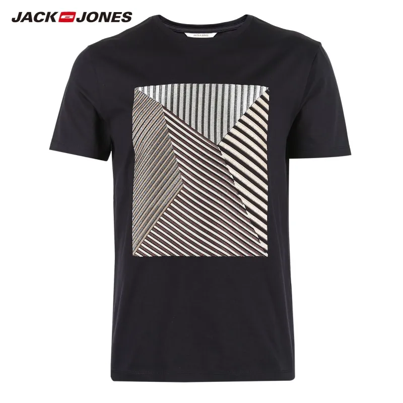 JackJones Мужская футболка с короткими рукавами и вышивкой из 100% хлопка E |
