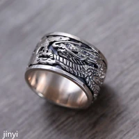 kjjeaxcmy boutique jewelry 925 sterling silver jewelry domineering wide finger ring dragon pattern transport ring mens ring
