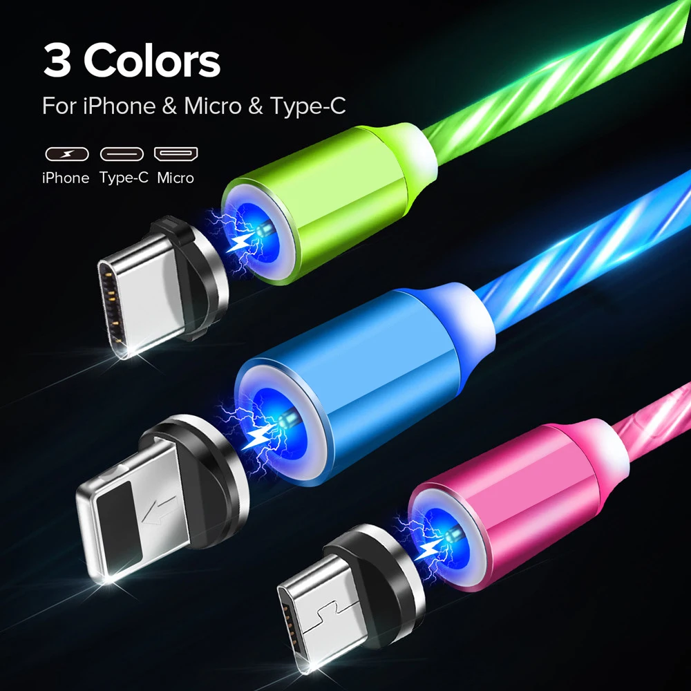 Магнитный usb-кабель для iPhone XR X 7 8 Micro type C 1 м быстрое зарядное устройство зарядный