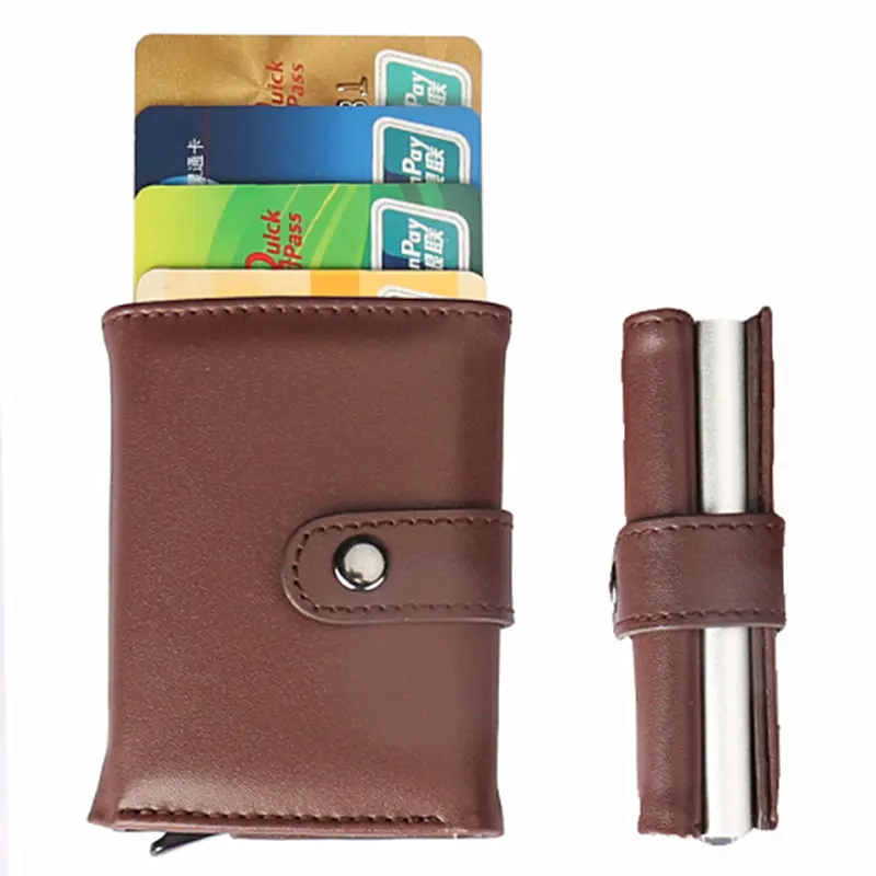 BISI GORO держатель для кредитных карт из натуральной кожи алюминиевый мужской и