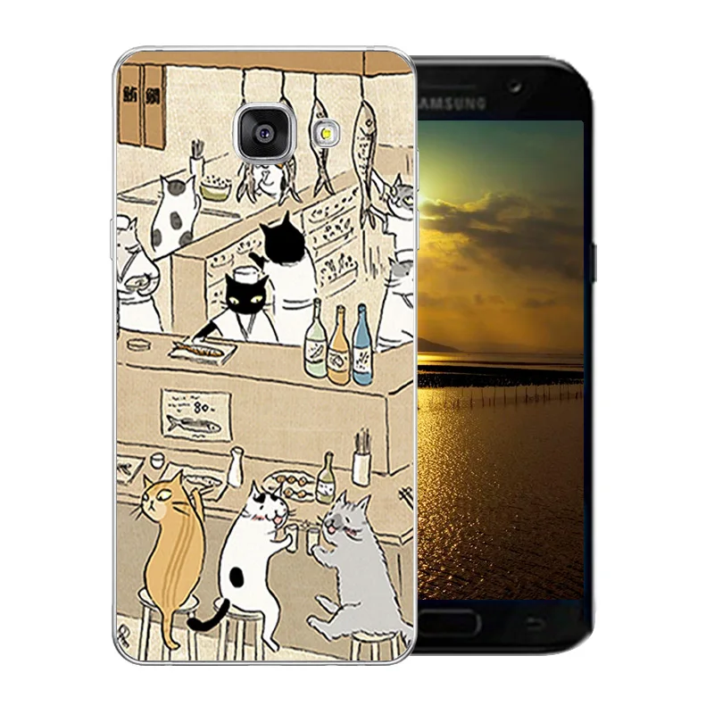 Для samsung A7 2017 Чехол Мягкий силиконовый чехол для телефона кошки Семья шаблон Galaxy