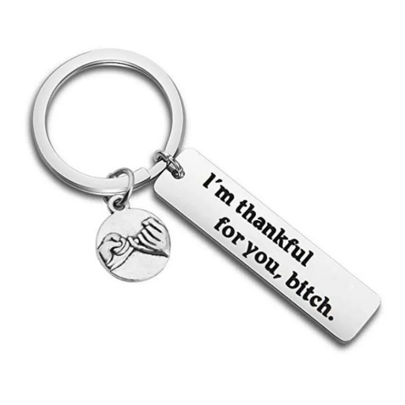 

Friendship Keychain - Funny Gift For Friends. I'm Thankful For You Stainless Steel Key Chains