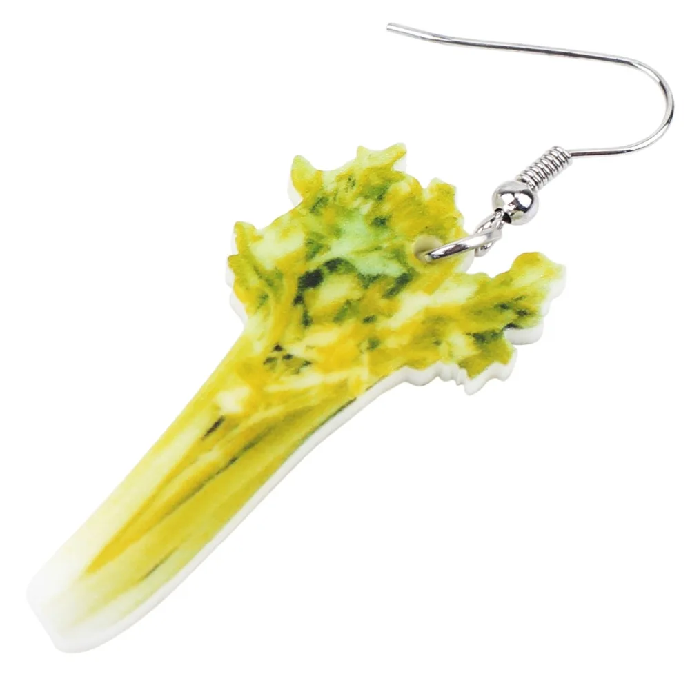 WEVENI Acrylic Fresh Celery Earrings New Long Dangle Drop Fashion Vegetable Jewelry For Women Girls Bijoux Female Gift Dropship | Украшения