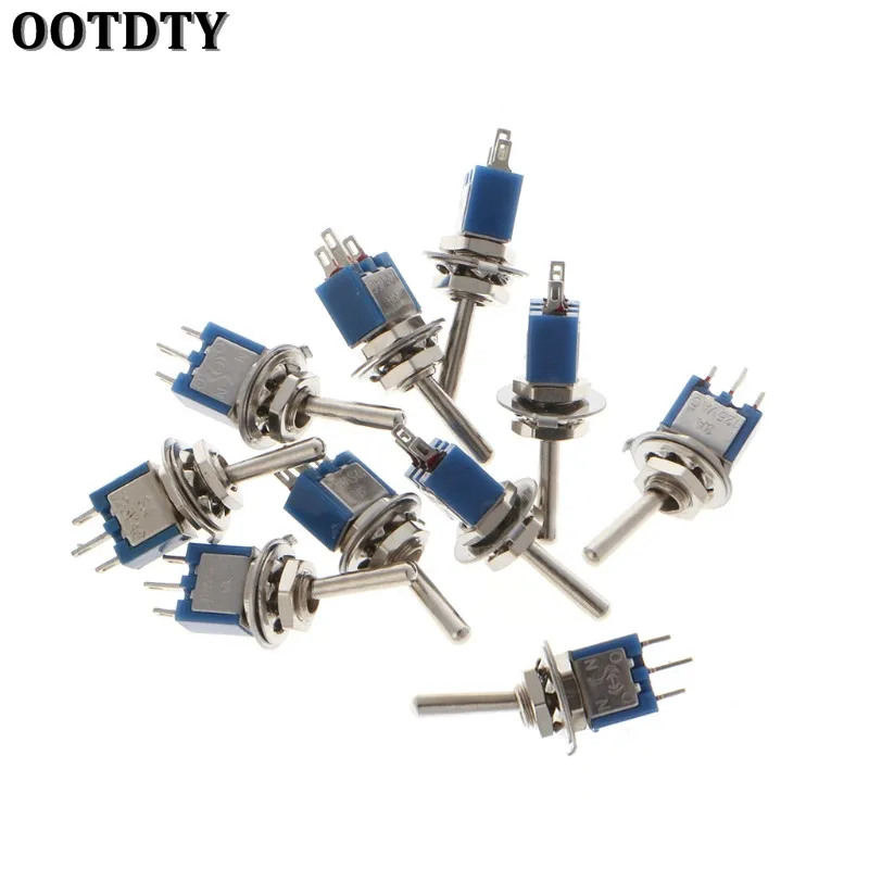 OOTDTY 10 шт. 250 В/1 5 А 125 В/3 SPDT 3-контактный вкл./вкл. 2 позиции мини-тумблер синий |