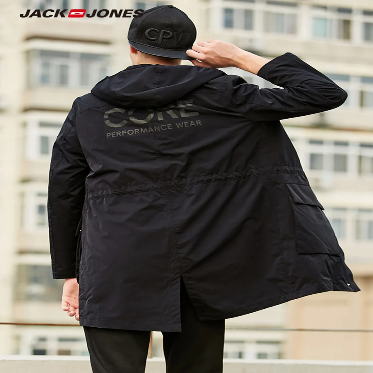 JackJones/осенне зимняя мужская двусторонняя длинная куртка с капюшоном хлопковая