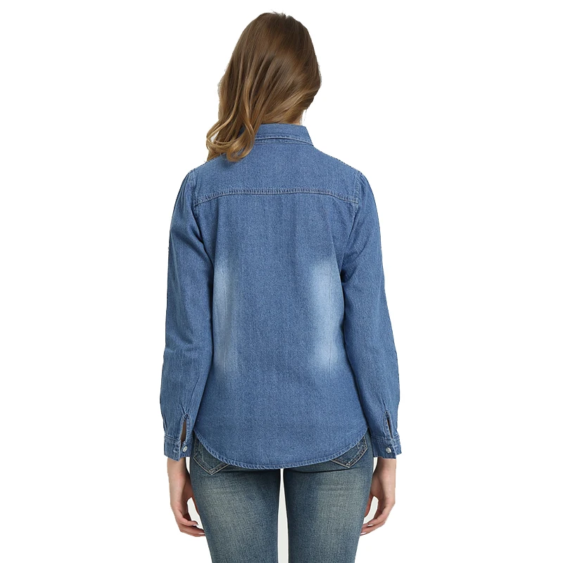 

2019 new style women Long sleeve denim shirt womens clothing blouse Thin coat
