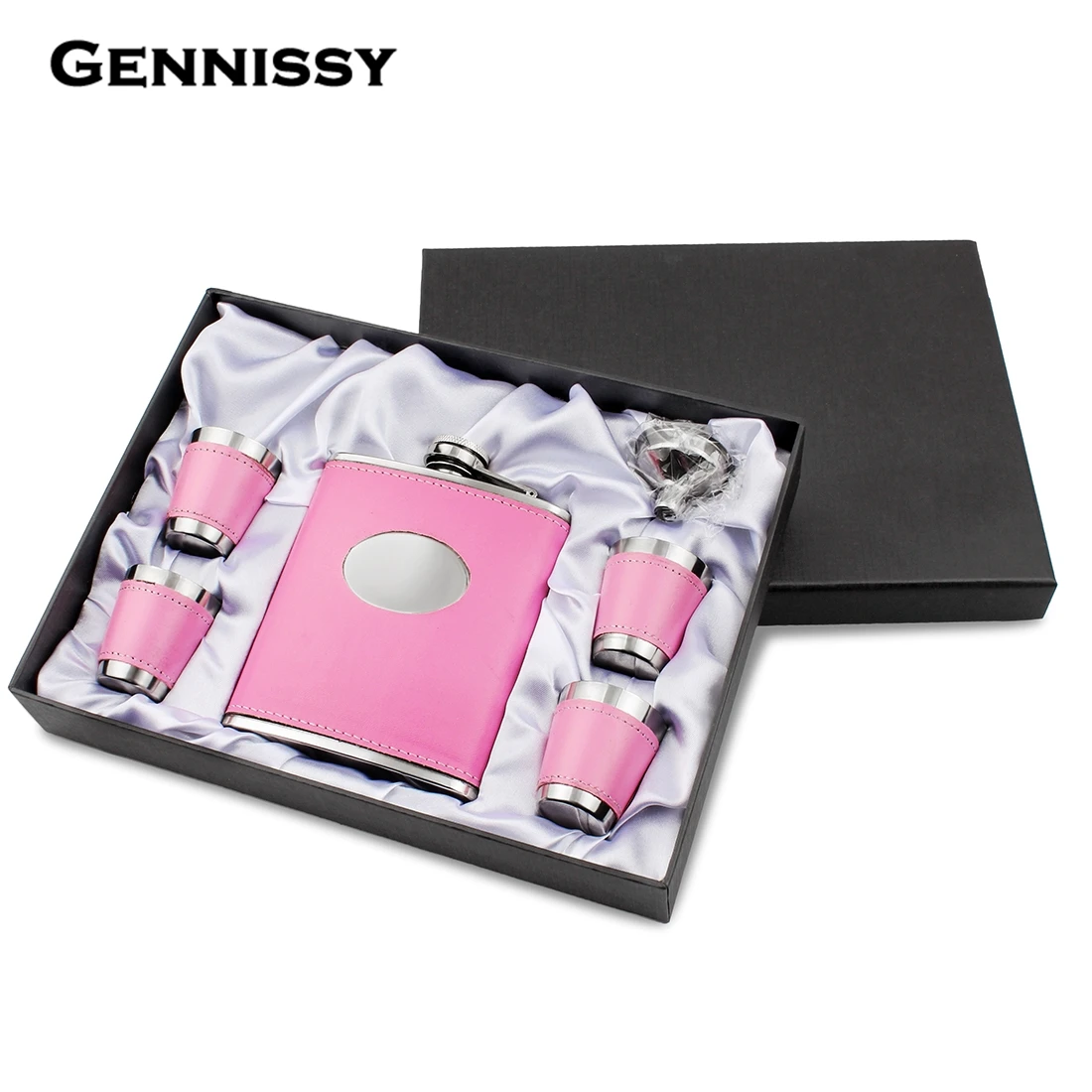 Фляга для виски GENNISSY розовая 7 унций из нержавеющей стали|pocket flask|hip flaskhip flask set |