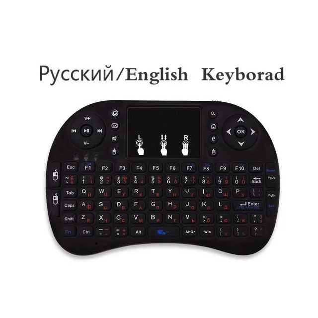 Russian n English Портативная беспроводная мини-клавиатура 2,4 ГГц тачпад с приемником Android tv Box арабский Немецкий Русский Турецкий Язык опционально - Цвет: Russian n English
