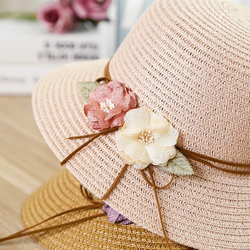 Соломенная пляжная Панама для родителей и ребенка летняя детская Солнцезащитная