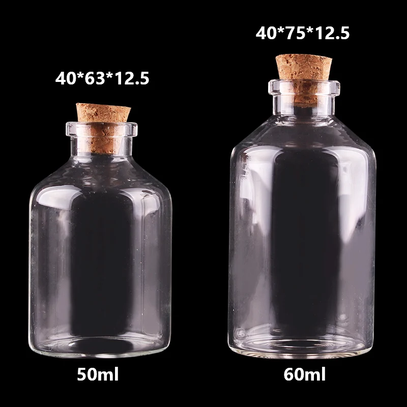 

20pcs 50ml 60ml Small Glass Bottles with Cork Stopper Empty Spice Bottles Jars Gift Crafts Vials