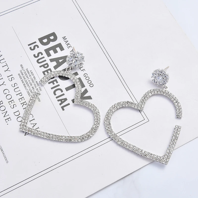 Женские серьги-подвески в форме сердца