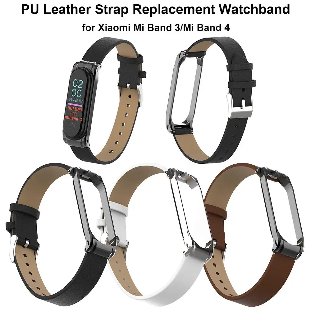 PU кожаный изящный ремешок для часов Замена Srtap браслет Xiaomi mi Band 3/mi 4 Smart аксессуары