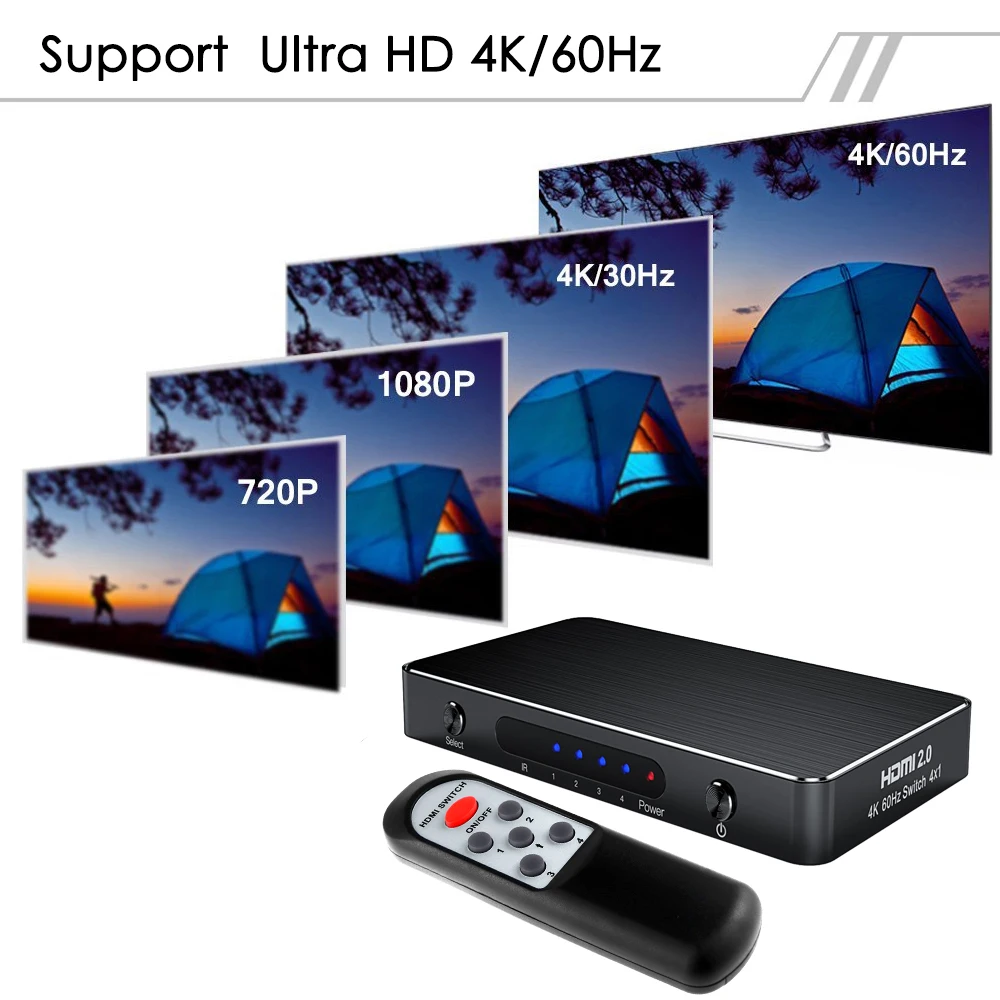 HDMI сплиттер Aikexin 4x1 переключатель 2 0 коммутатор 4 в 1 выход 4K x K/60Hz HDCP HDR для XBOX 360 PS3 PS4