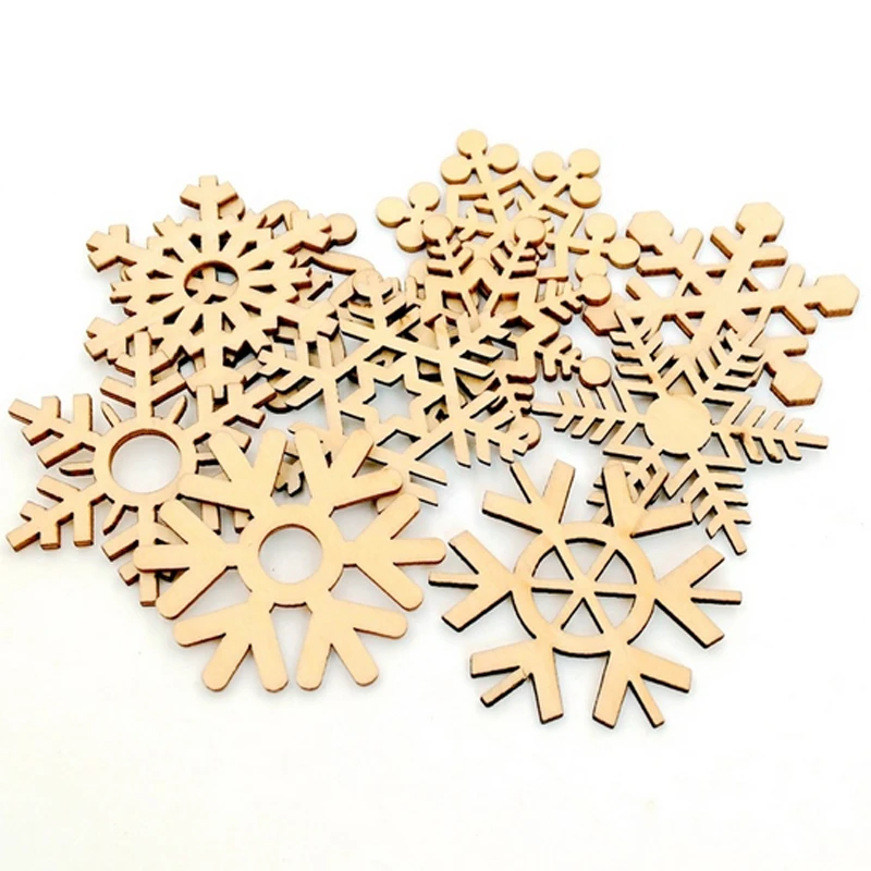 

(30pcs/lot) mix Snowflake shape Wood Veneer Christmas decorating embellishments