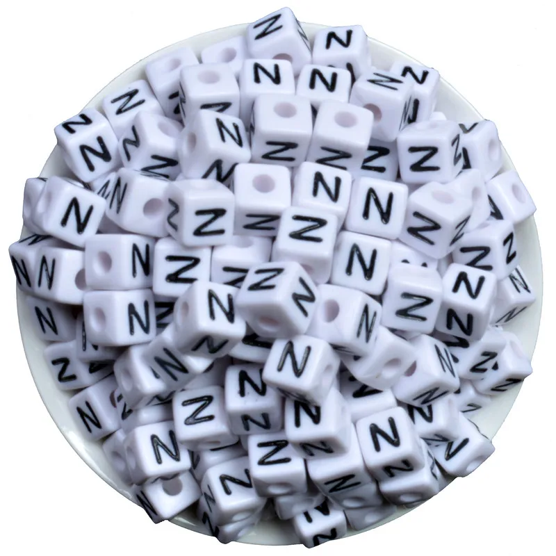 

Acrylic Spacer Beads Square White Letter Pattern "O" About 10mm(3/8")x 10mm(3/8"),Hole: Approx 4mm,50 PCs