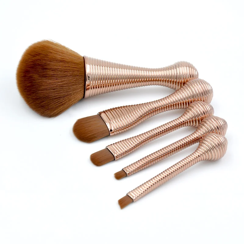 5pcs Rose Gold Brush Makeup Brushes Set Professional With Holder Contour Concealer Blush Eye Shadow Eyebrow Cosmetic | Красота и