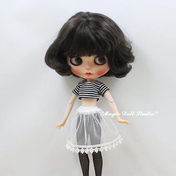 Кукла azone черный топ в полоску сетчатая юбка и колготки комплект для кукол Blyth