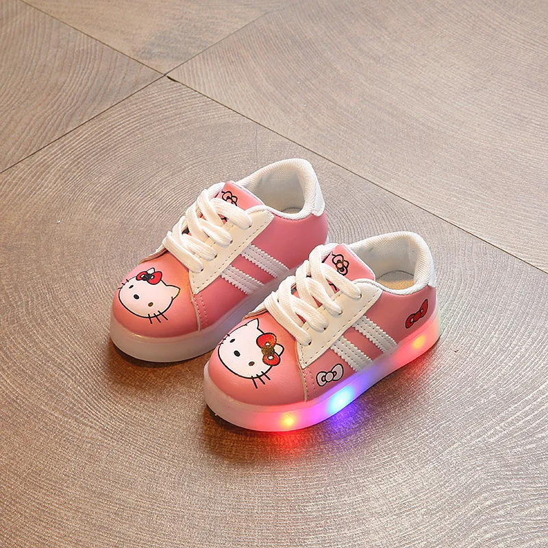 1-2-3 Years Baby Kids Shoes With Light LED Girls Sneakers Spring Autumn Sport Cartoon Glowing Casual Running | Детская одежда и
