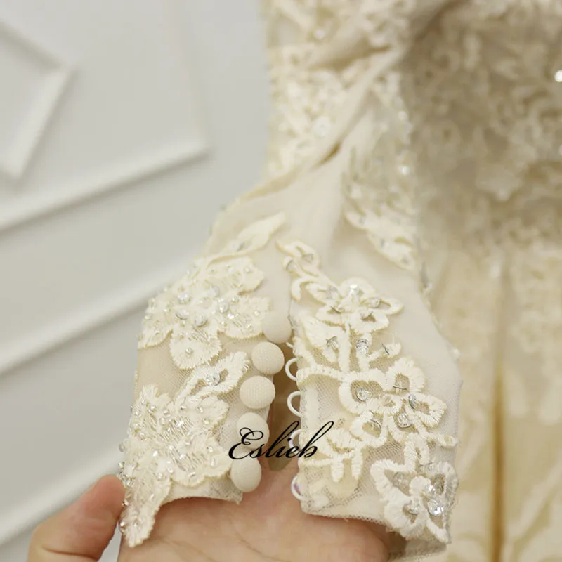 

2019 Eslieb Muslim Designs Wedding Dresses Bridal Ball Gown Full Lace Pattern Long Sleeve Wedding Dress Vestido de novia SJ009-1